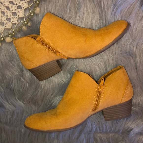 mustard colored booties